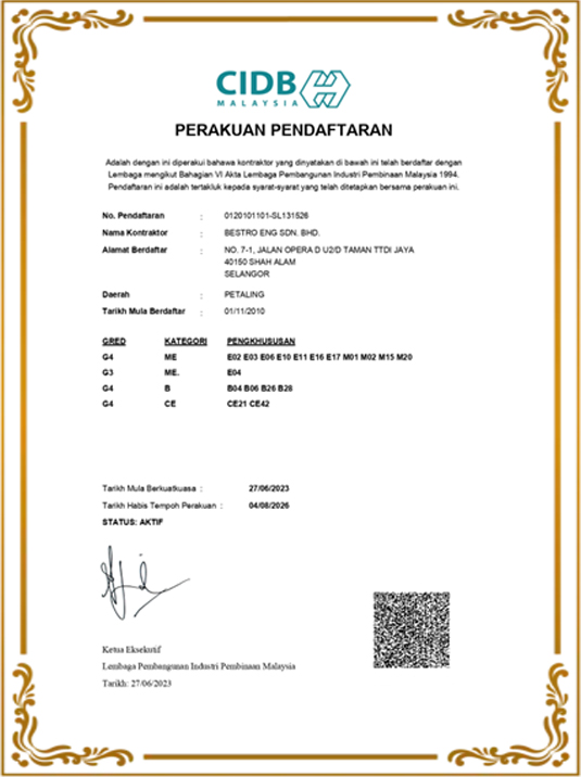 CIDB – Perakuan Pendaftaran